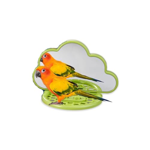 Qpets Parrot Mirror, Love Birds Mirror Pet Birds Mirror for Cage 2 In 1 Reflection Mirror with Food Box Clip-on Design Fun Cloud Shaped Pet Birds Mirror - 18.5x9x14CM Qpets Parrot Mirror, Love Birds Mirror Pet Birds Mirror for Cage 2 In 1 Reflection Mirror with Food Box Clip-on Design Fun Cloud Shaped Pet Birds Mirror - 18.5x9x14CM